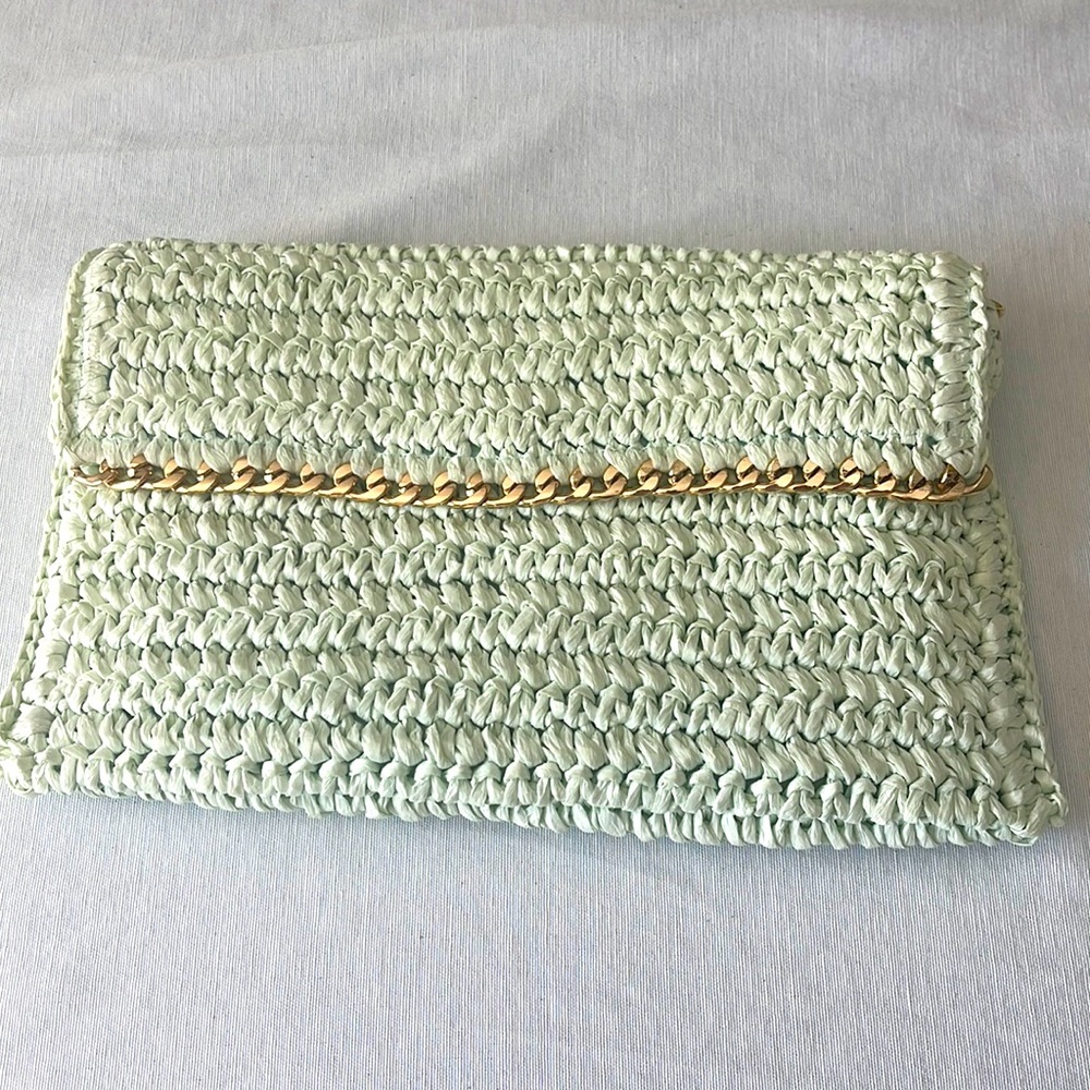 Pastel green with gold chain shoulder summer/vacation very cute purse